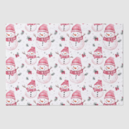 Papel De Seda Pink Snowman Christmas