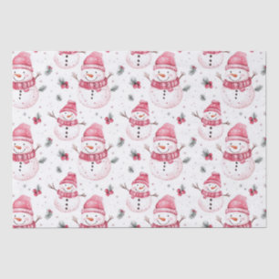 Papel De Seda Pink Snowman Christmas