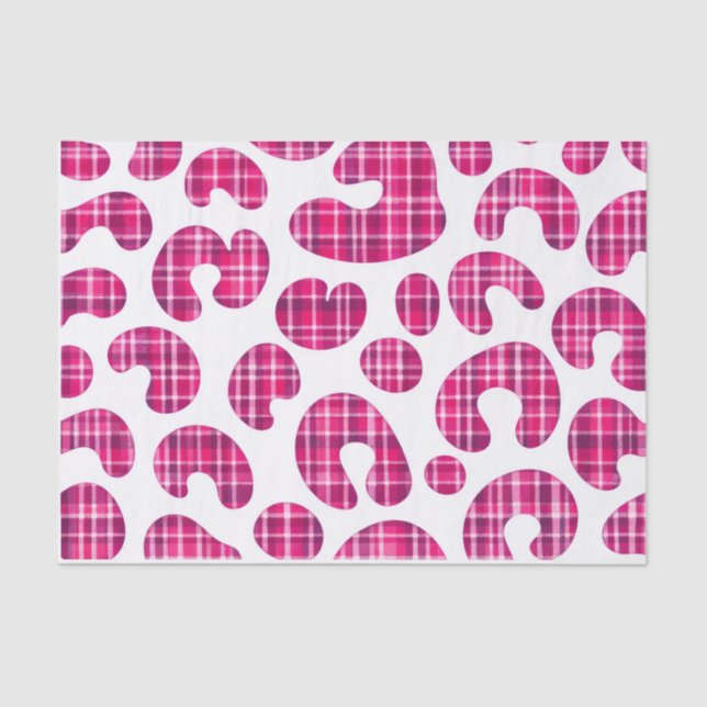 Papel De Seda Pink Tartan Leopard Print Scottish Tissue Paper (Frente )
