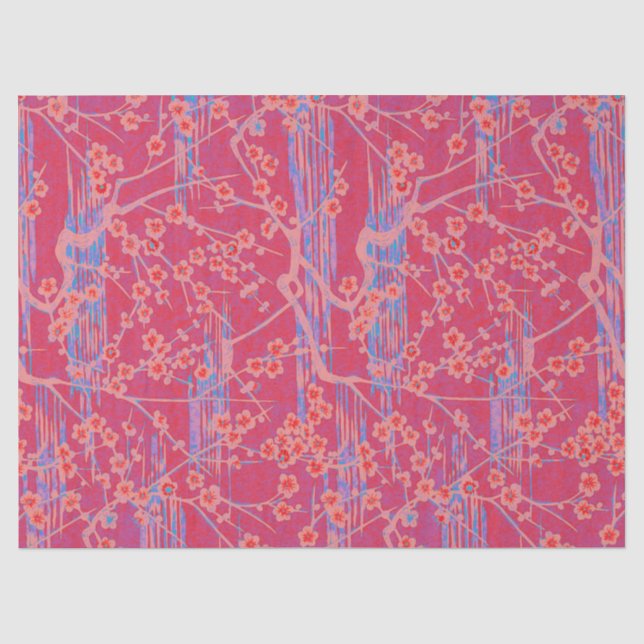 Papel De Seda PINK TEAL BLUE SAKURA FLORES Japoneses Floral (Frente )