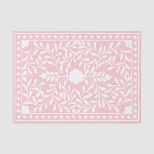 Papel De Seda Pink Traditional Bone Inlay Decoupage Paper (Frente )