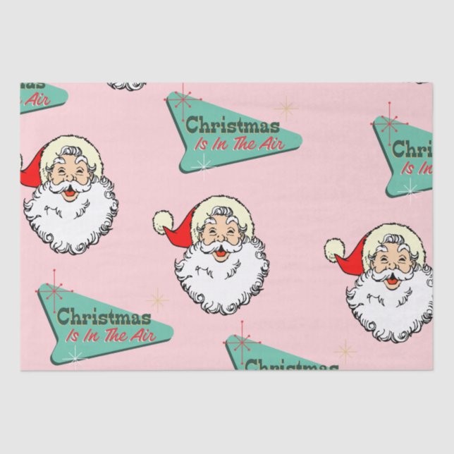 Papel De Seda Pink Vintage Retro Santa (Frente )