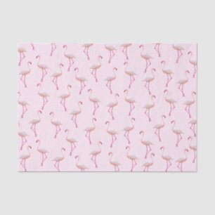 Papel De Seda Pink Watercolor Summer Flamingo Patterno