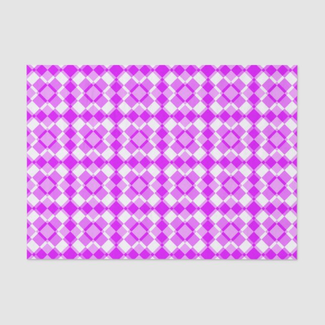 Papel De Seda Pink White Checker Argyle Pattern (Frente )