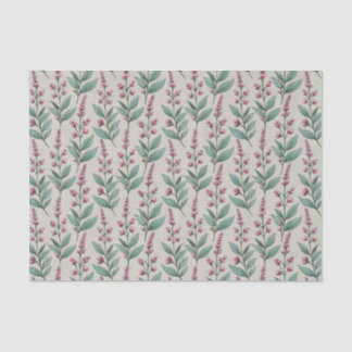 Papel De Seda Pink Wildflower Botanical Stalks Cream Cottagecore