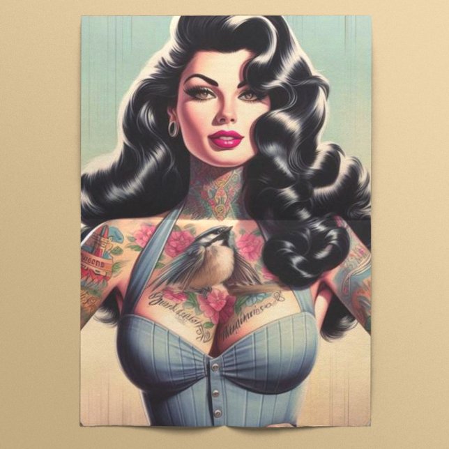 Papel De Seda Pino de Beleza Retro Tatuado (Criador carregado)