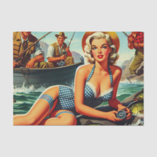 Papel De Seda Pino de Pesca Vintage para Cima