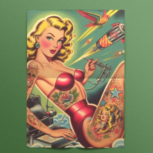 Papel De Seda Pino Tatuado Vintage