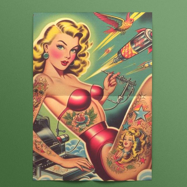 Papel De Seda Pino Tatuado Vintage (Criador carregado)