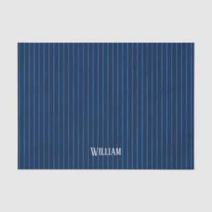 Papel De Seda pinstripes azuis personalizadas do marinho