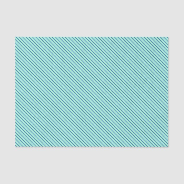 Papel De Seda Pinstripes diagonais - aqua e marinho (Frente )