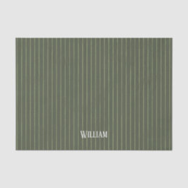 Papel De Seda Pinstripes verde-oliva