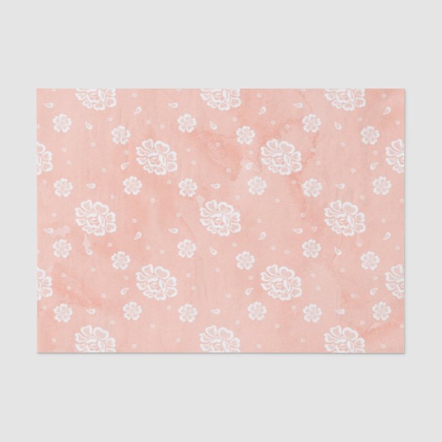 PAPEL DE SEDA PINTA DE ÁGUA DE PASTEL COM FLORES BRANCAS (Frente )