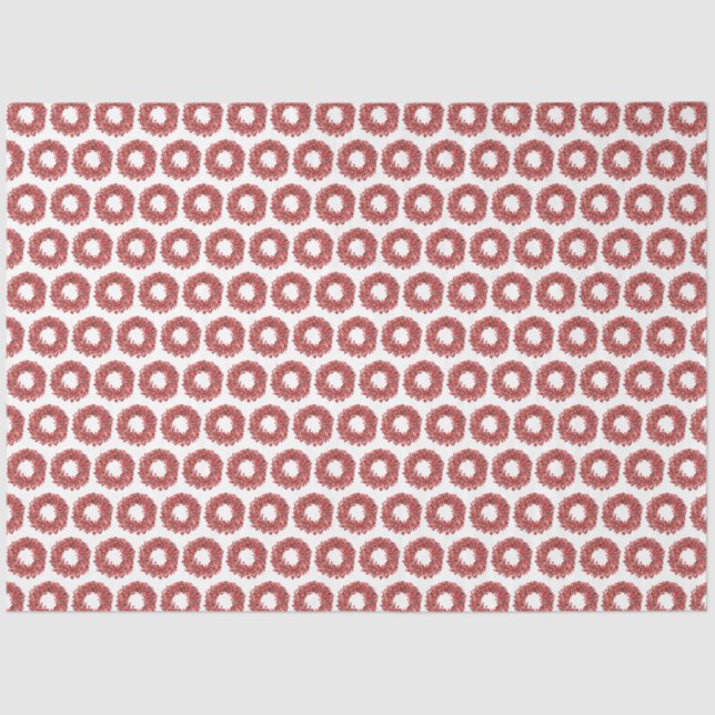 Papel De Seda Pintado Mão Vermelho Winterberry Wreath no Natal (Frente )