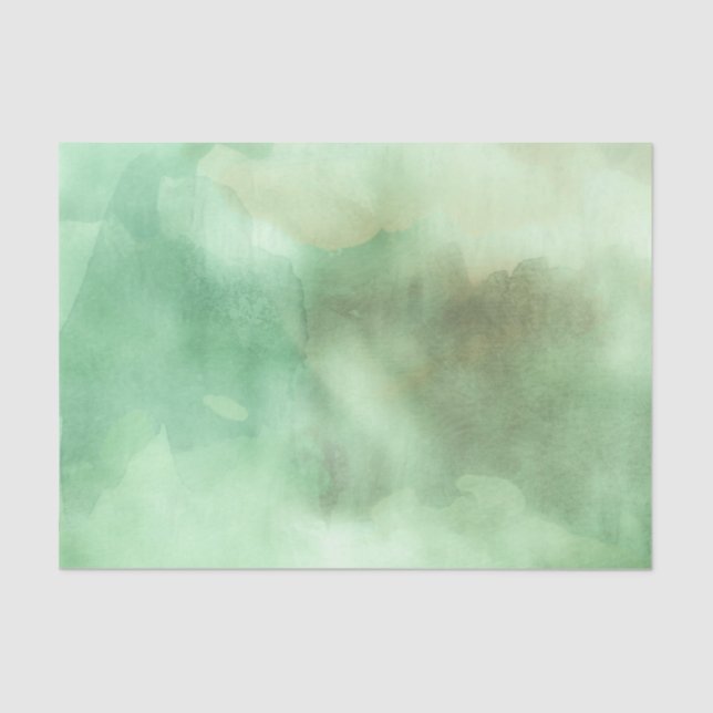 Papel De Seda Pintado Mint Green Watercolor (Frente )