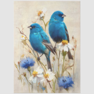 Papel De Seda Pintassilgo Azul Azulinho Flor Silvestre