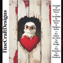 Papel De Seda Pintinho Branco, Óculos Vermelhos e Coração Vermel