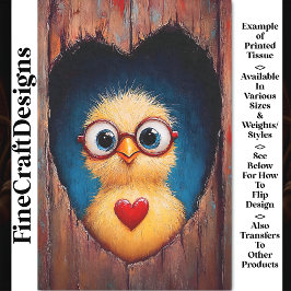 Papel De Seda Pintinho de picos em óculos e coração vermelho des