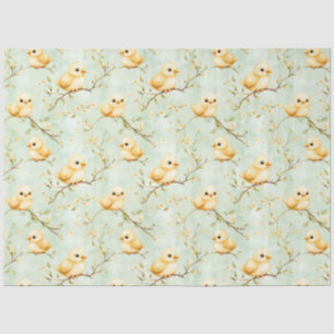 Papel De Seda Pintinhos De Bebê Bonitos Padrão Floral Primavera 