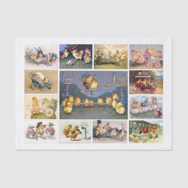 Papel De Seda Pintinhos de Páscoas originais (AI) (Frente )