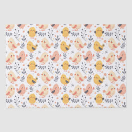 Papel De Seda Pintinhos Primavera e padrão floral bonitos