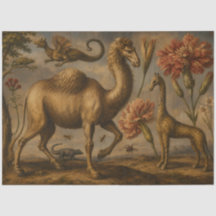 Pintura a óleo botânica animal fantasia vintage