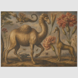 Papel De Seda Pintura a óleo botânica animal fantasia vintage