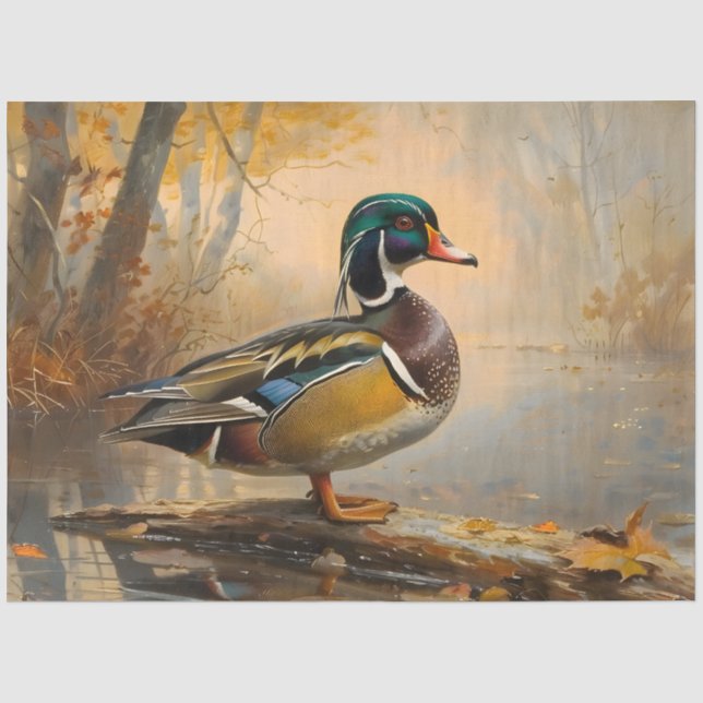 Papel De Seda Pintura a Óleo de Pato de Madeira Decoupage (Frente )