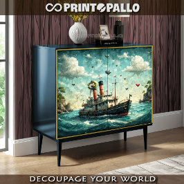 Papel De Seda Pintura a óleo do Barco Louco do Amor