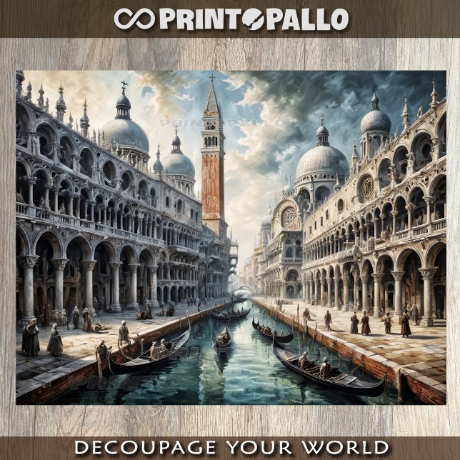 Papel De Seda Pintura a óleo do Grande Canal de Veneza com San M (Criador carregado)