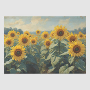 Papel De Seda Pintura a óleo elegante girassóis vintage