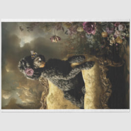 Papel De Seda Pintura a Óleo Vintage Poodle Preto Rococó Buzz