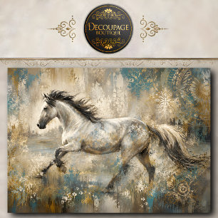 Papel De Seda Pintura Abstrata de Cavalo Branco