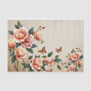 Papel De Seda Pintura Artística Rosas em Estilo Shabby Chic