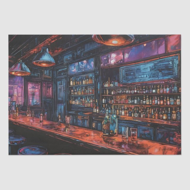 Papel De Seda Pintura ciberpunk de um Bar (Frente )