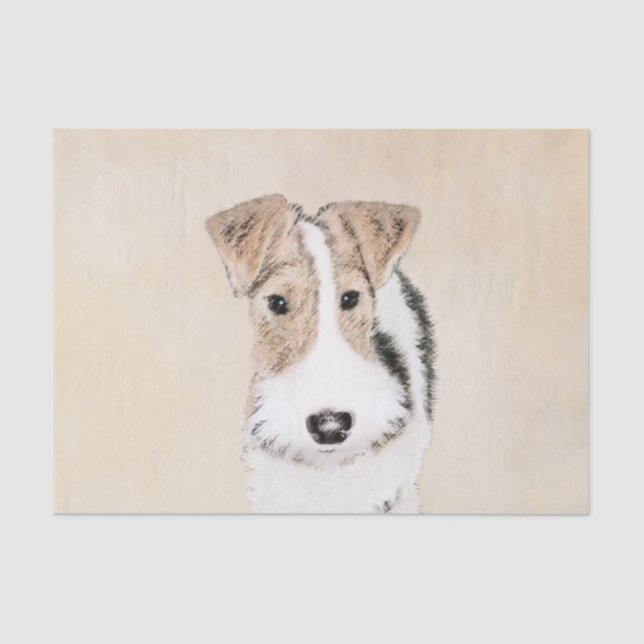 Papel De Seda Pintura com terrier de Fox com fio - Arte canina o (Frente )