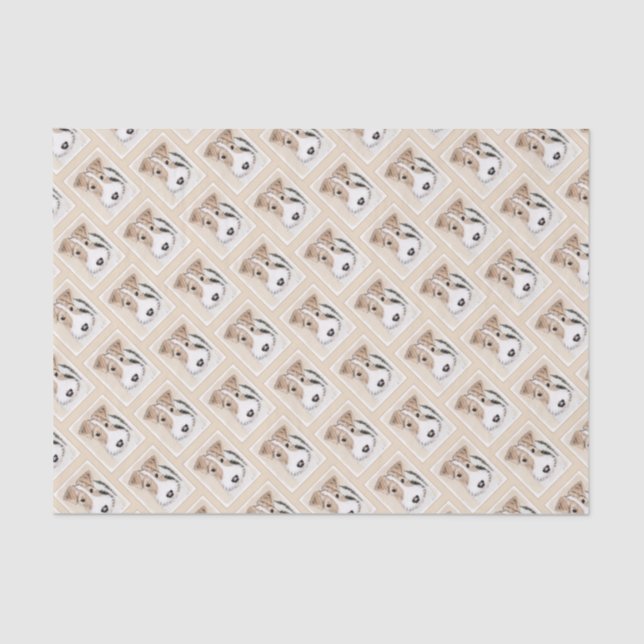 Papel De Seda Pintura com terrier de Fox com fio - Arte canina o (Frente )