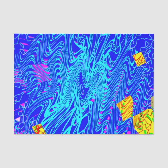 Papel De Seda Pintura de Abstrato Azul Moderno (Frente )