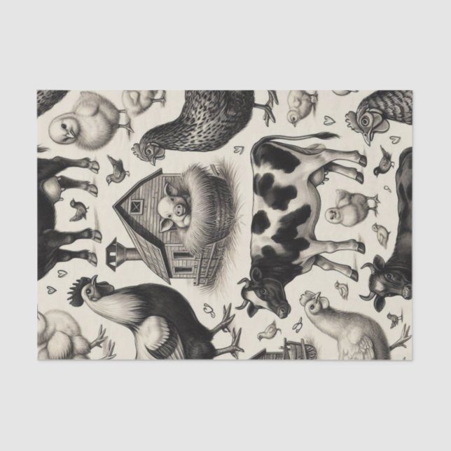 Papel De Seda Pintura De Animais De Exploração (Frente )