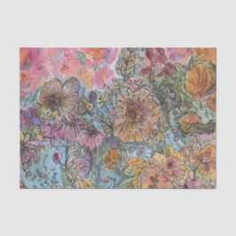 Papel De Seda Pintura de Aquarela de Jardim Flor Boho