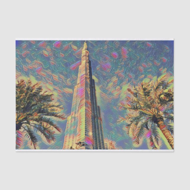 Papel De Seda Pintura de Burj Khalifa (Frente )