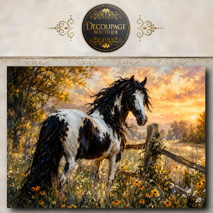 Papel De Seda Pintura de Cavalo Preto Branco Arte de Parede Aman