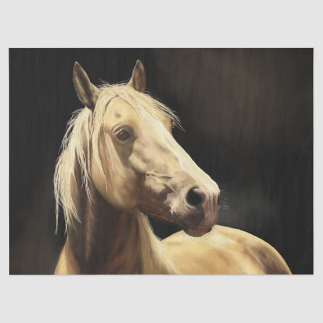 Papel De Seda Pintura de Cavalo Selvagem de Palomino (Frente )
