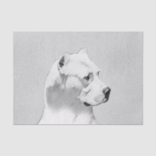 Papel De Seda Pintura de Dogo Argentino - Arte Original de Cães