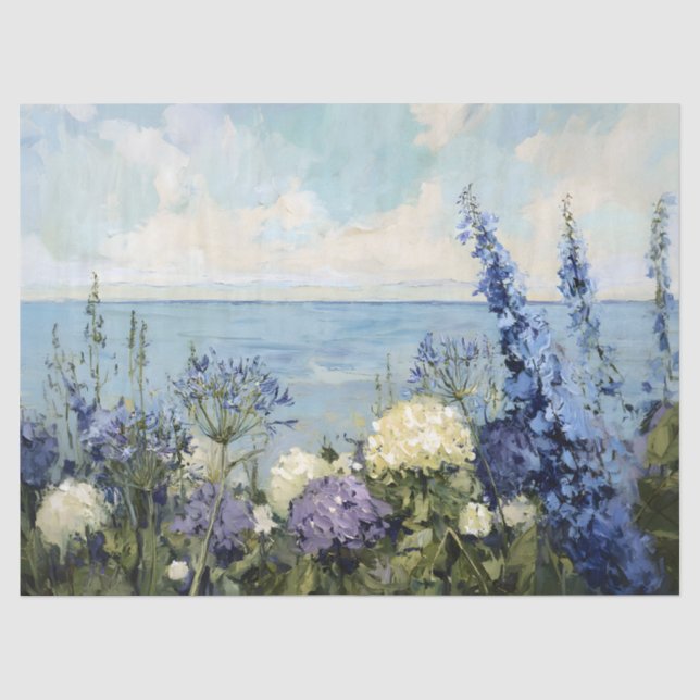 Papel De Seda Pintura de Flores e Mar Decoupage (Frente )
