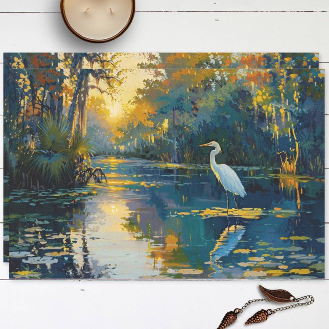 Papel De Seda Pintura de Grande Garça Branca dos Everglades da F (Criador carregado)