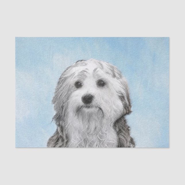 Papel De Seda Pintura De Lowchen - Arte De Cachorro Original Cus (Frente )