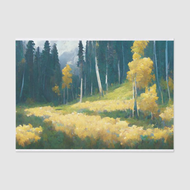 Papel De Seda Pintura de Montanha no outono de Aspen (Frente )