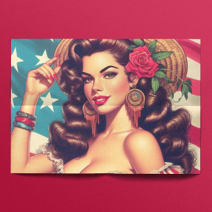 Papel De Seda Pintura de mulher bonita e retrô