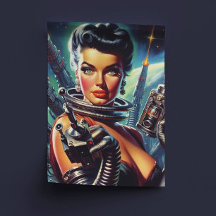 Papel De Seda Pintura de Mulher do Sci-Fi Retro